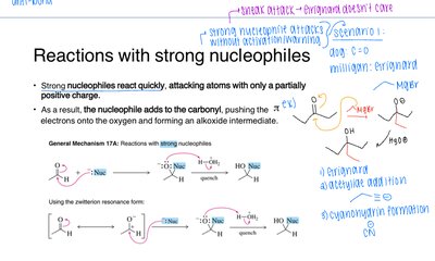 Mechanism of strong nucleophile addition to carbonyl