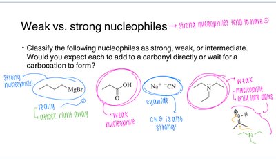 Classification of nucleophiles: strong, weak, intermediate