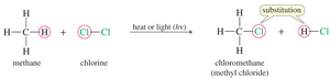 Methane chlorination with substitution highlighted