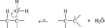 Dehydration mechanism: carbocation formation