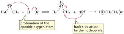 Acid-catalyzed ring opening of epoxide