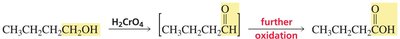 Oxidation of primary alcohol to aldehyde and acid