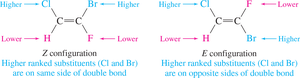 E and Z configuration in alkenes