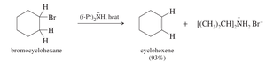 E2 elimination of bromocyclohexane with diisopropylamine
