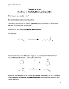 Example of a synthetic pathway involving alcohols, ethers, and epoxides