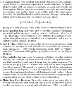 Text description of tertiary structure stabilizing forces