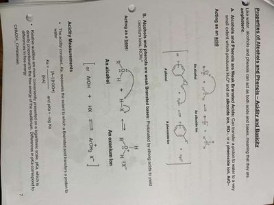Acid and base properties of alcohols and phenols