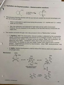Acid-catalyzed hydration of alkenes