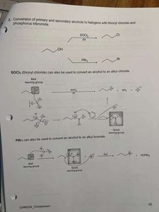 Conversion of alcohols to halides with SOCl2 and PBr3
