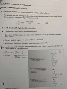 Dehydration of alcohols to alkenes