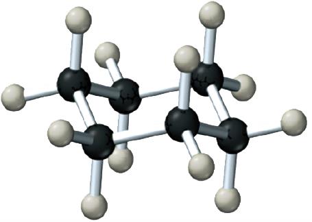 Cyclobutane ball-and-stick model