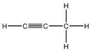 Structural formula showing a molecule with a triple bond between two carbons and a single bond to a third carbon
