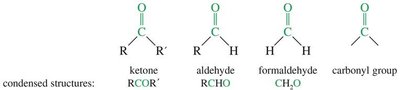 Condensed structures of ketone, aldehyde, formaldehyde, and carbonyl group