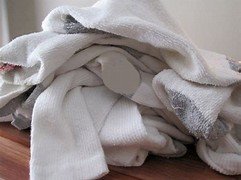 A pile of socks illustrating different shapes