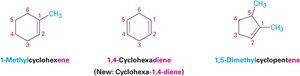Nomenclature of cyclic alkenes and dienes