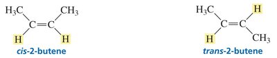 cis-2-butene and trans-2-butene