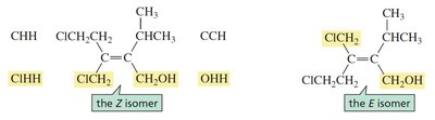 E,Z isomerism with alcohol and alkyl substituents