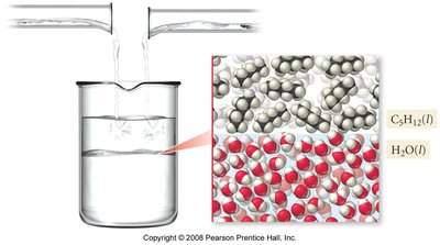 Immiscible liquids: C5H12 and H2O
