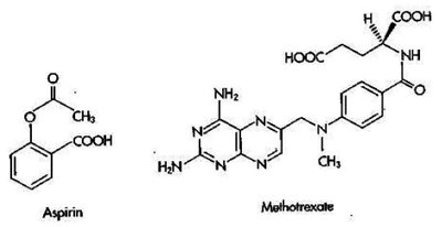 Structures of aspirin and methotrexate