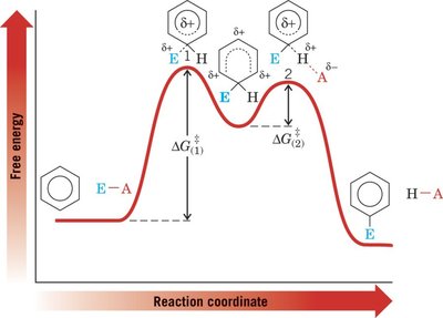 Energy diagram for EAS showing endothermic and exothermic steps