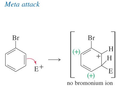 Meta attack on bromobenzene