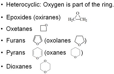 Types of cyclic ethers and epoxides