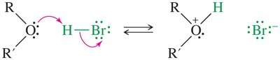 Protonation of ether oxygen