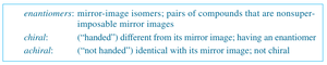 definitions of enantiomers, chiral, achiral
