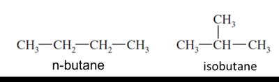 n-butane and isobutane structures