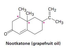 Carvone (spearmint oil) with chiral center