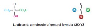 Lactic acid as a molecule of general formula CHXYZ