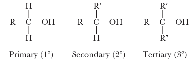 Primary, secondary, and tertiary alcohols