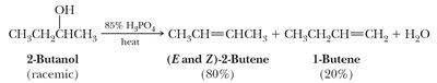 Zaitsev rule in dehydration
