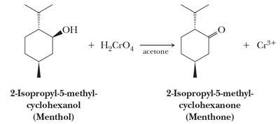 Oxidation of menthol to menthone