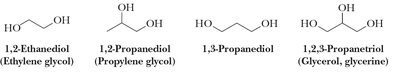 Structures of common glycols and triols
