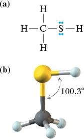 Structure and bond angle of methanethiol