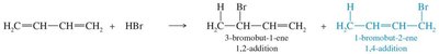 HBr addition to buta-1,3-diene: 1,2- and 1,4-products