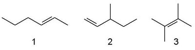 Examples of alkene structures for stability comparison