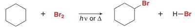 Radical halogenation of cyclohexane with Br2