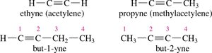 Alkyne naming and structures