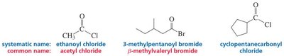 Examples of acyl halide nomenclature