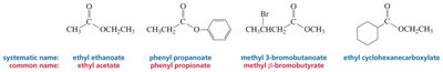 Examples of ester nomenclature