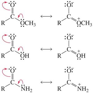 Resonance contributors for esters, acids, and amides