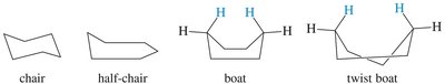 Axial and equatorial positions in cyclohexane