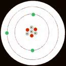 Bohr model of an atom showing nucleus and electron shells