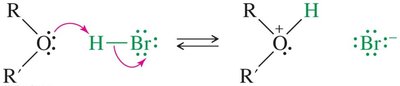 Protonation of ether oxygen