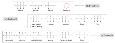 Common organic functional groups
