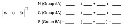 Example of formal charge calculation for thiocyanate ion