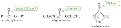 Carbonyl group IR absorptions