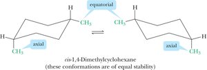 Chair conformations of cis-1,4-dimethylcyclohexane
